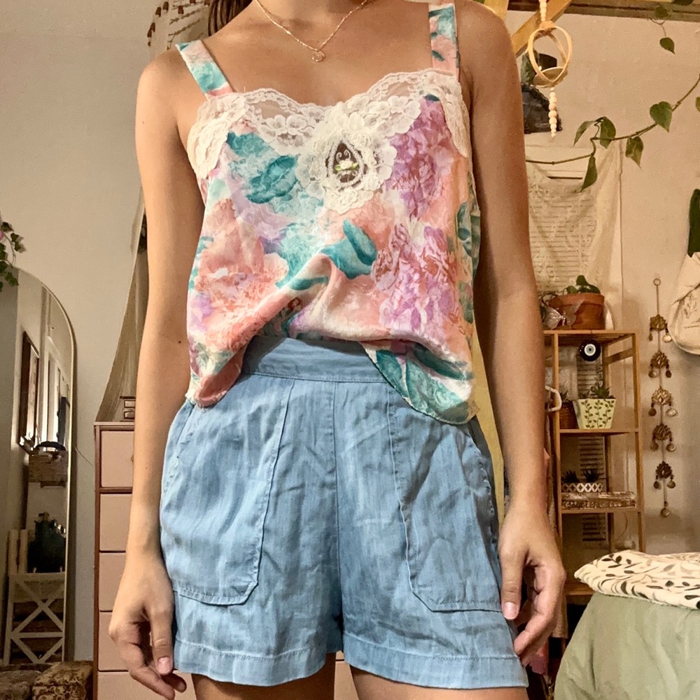 Light Blue Chambray Pocketed Shorts